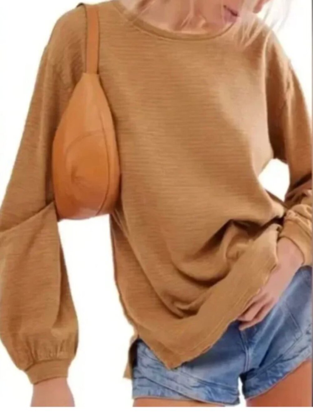 We The Free Soul Song Long Sleeve Side Slit Casual Tee Citronelle Size XS